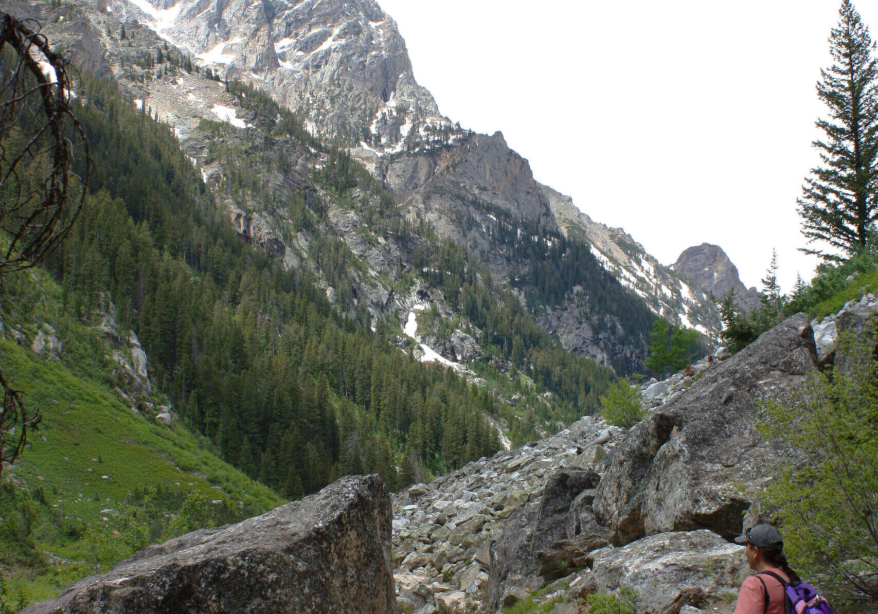Mountain with man hiking
